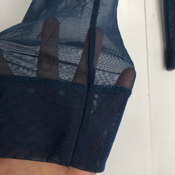 Calvin Klein mesh see trough dance performance cropped leggings thighs teal - Picture 7 of 8